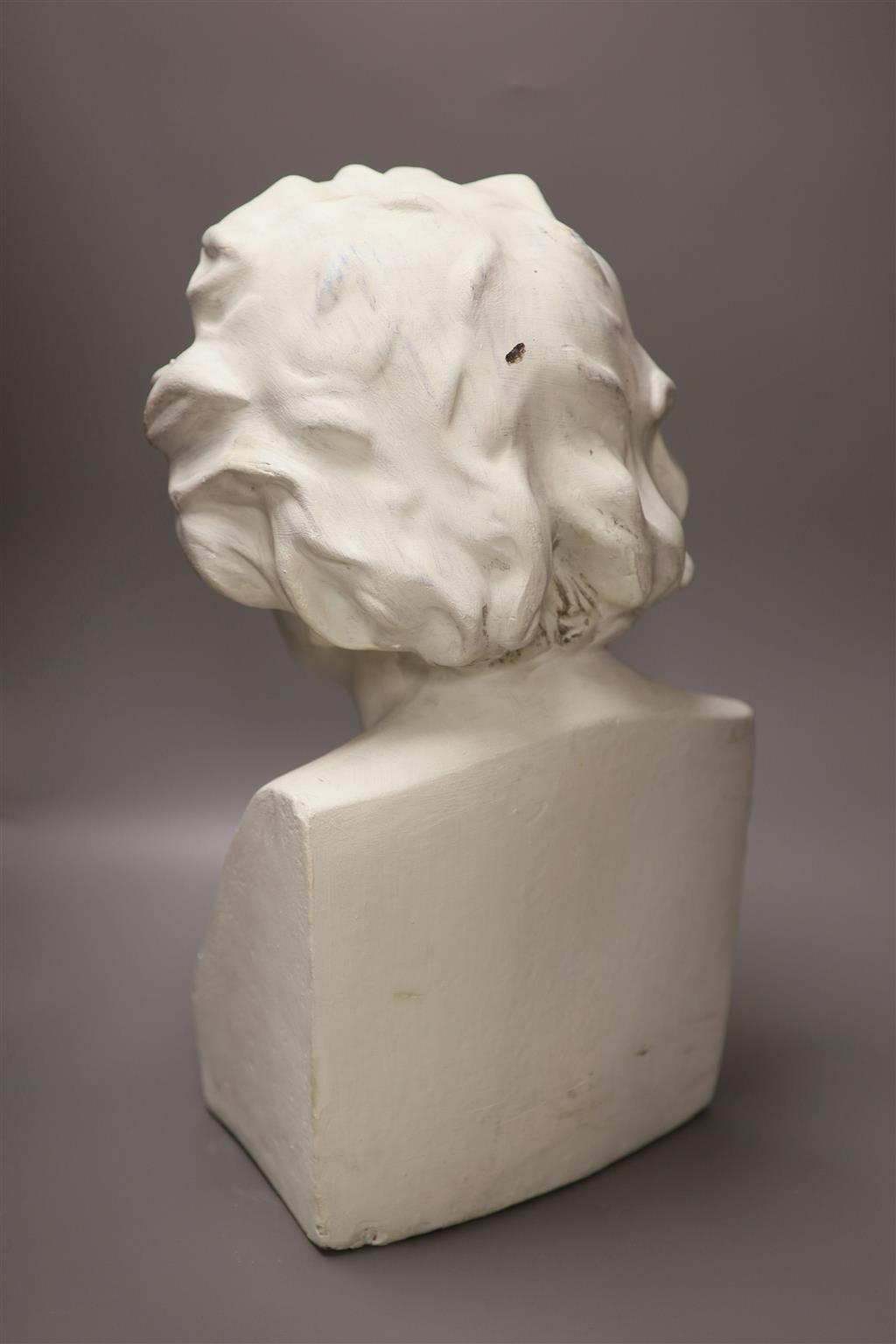 A cast composition portrait bust of Beethoven, height 48cm